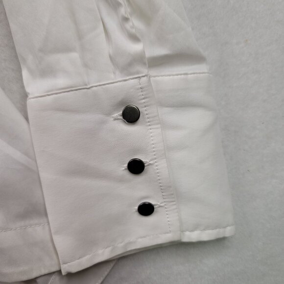 Renuar White Button-Up Shirt Size 12 Womens Sleek Cotton Nylon New - Picture 3 of 11